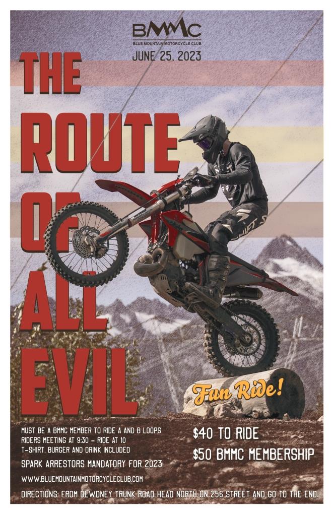 Route of All Evil Fun Ride Blue Mountain Motorcycle Club